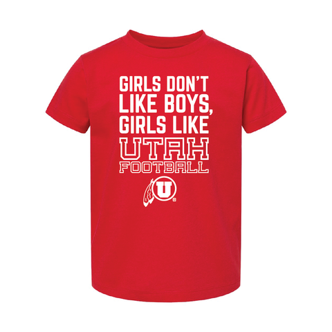 Girls like Utah Football W/Circle and Feather Toddler Shirt