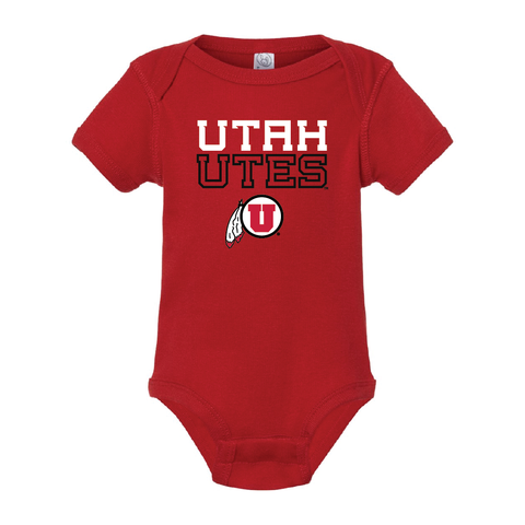 Utah Utes Stacked w/Circle and Feather Onesie