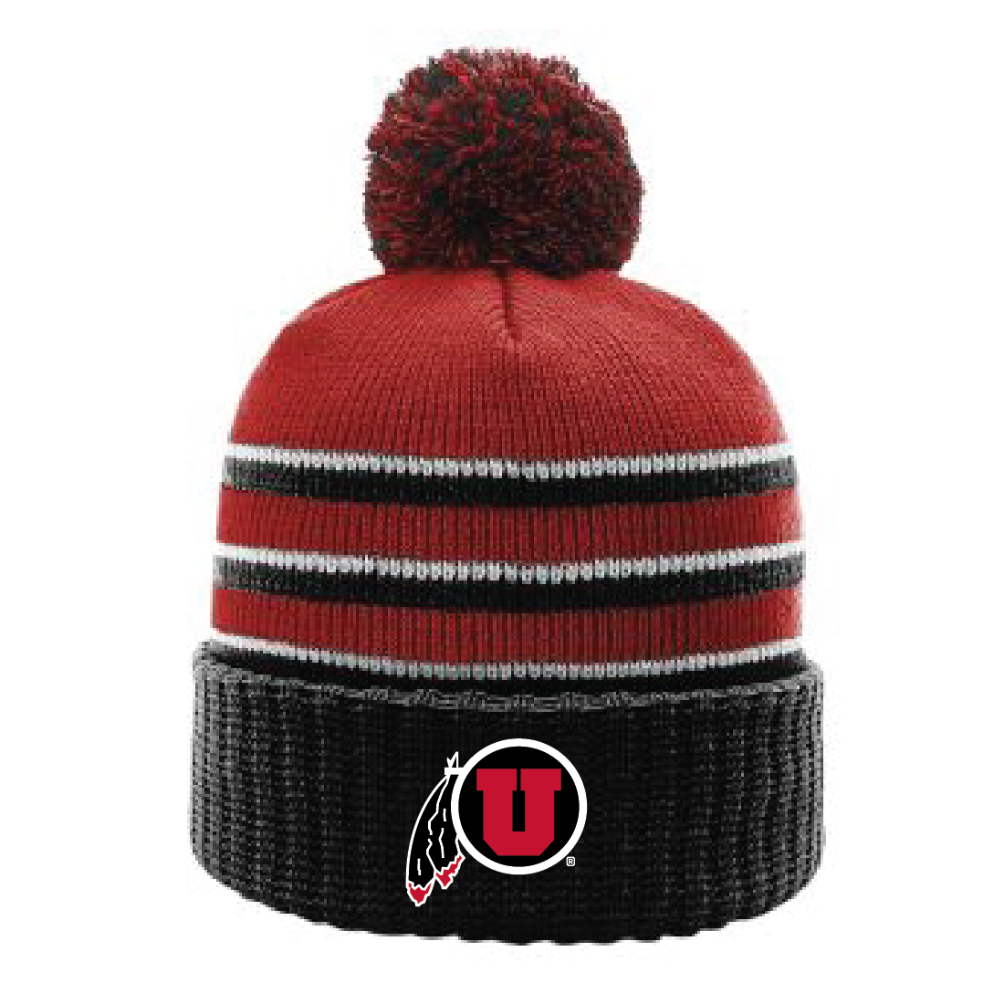 Stripe Pom Beanie With Cuff