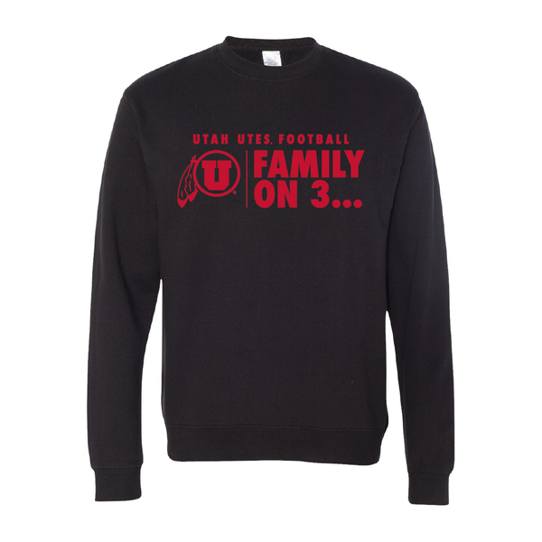 Family on 3 - Circle and Feather Embroidered Crew Neck Sweatshirt
