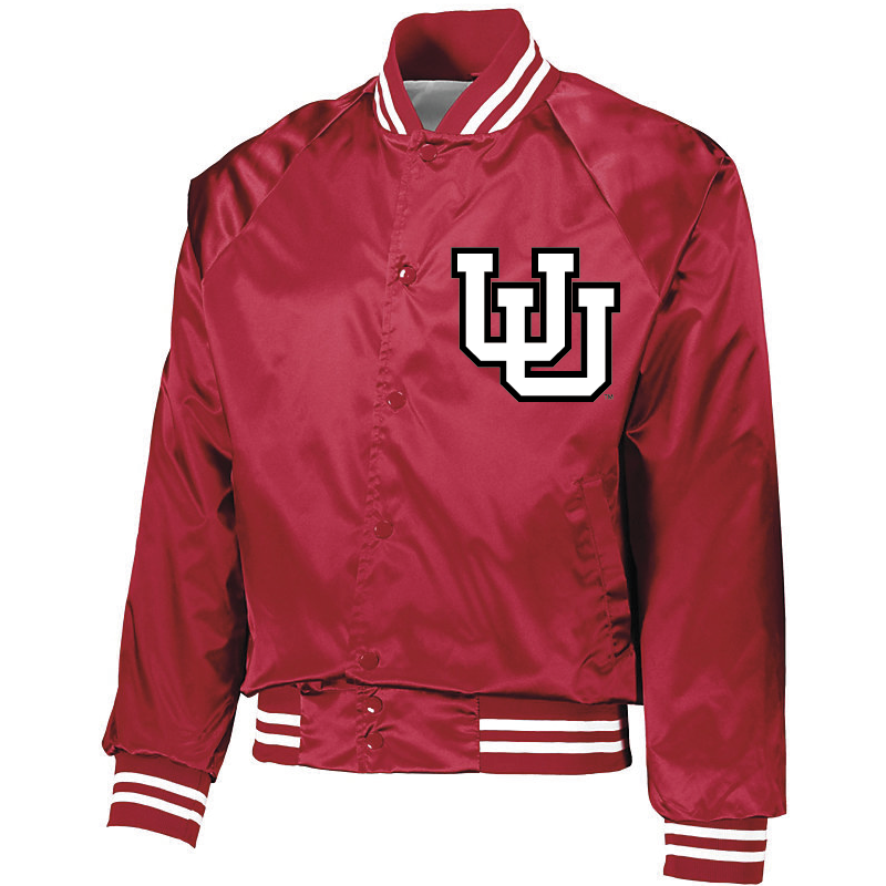 Red satin baseball jacket hotsell