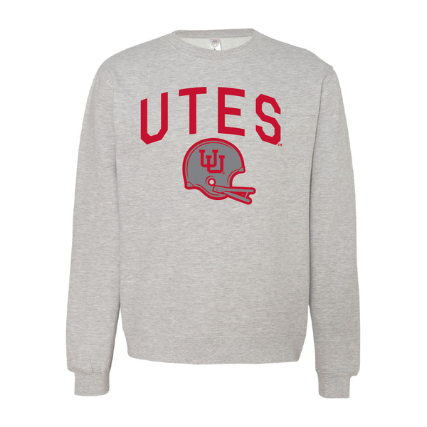 Utes Gray Throwback Embroidered Crew Neck Sweatshirt