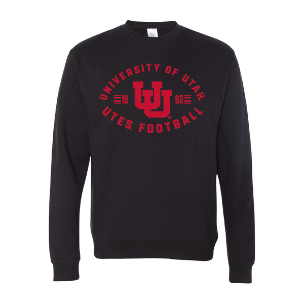University of Utah Utes Football Embroidered Crew Neck Sweatshirt