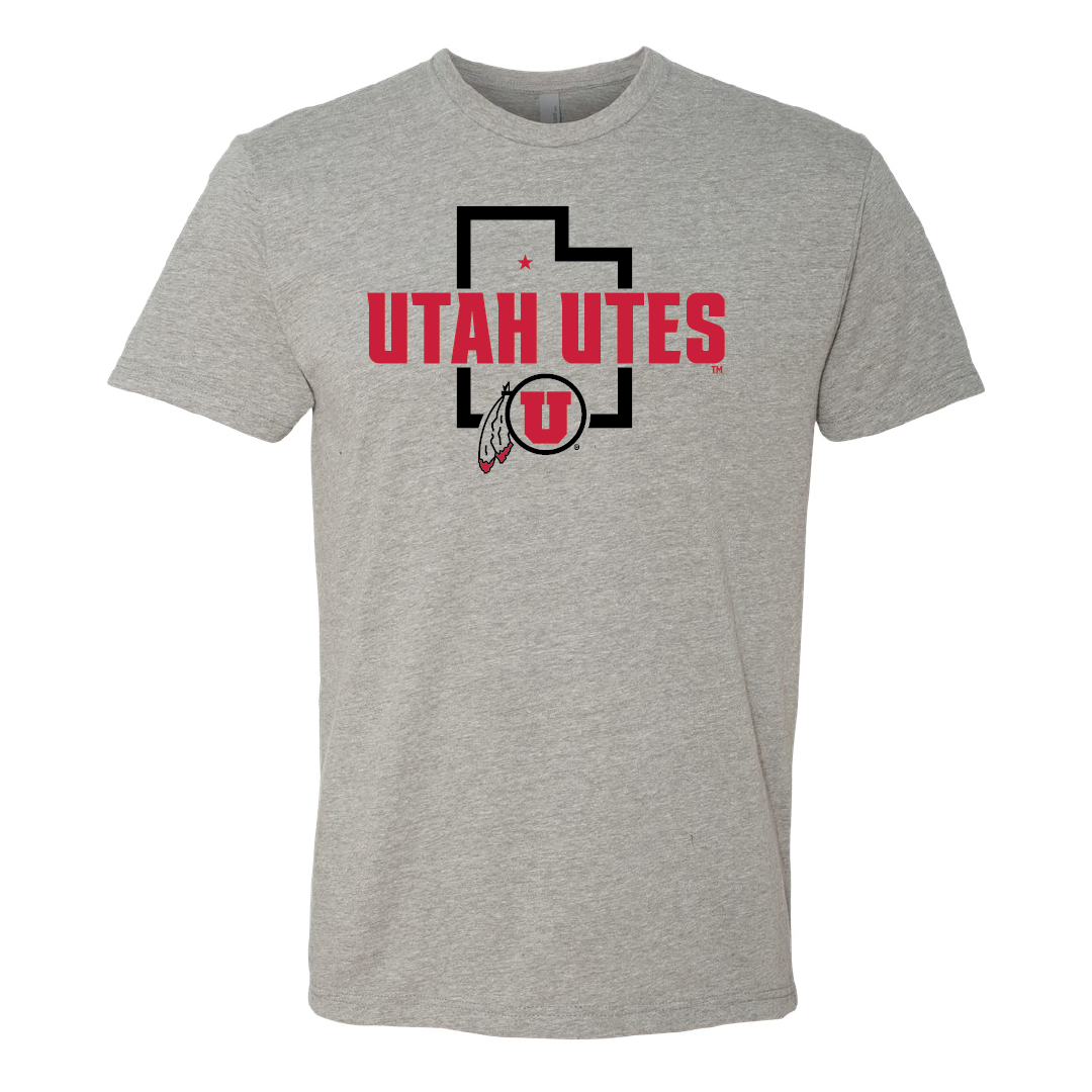 Utah Utes - State Outline - Circle and Feather Youth T-shirt