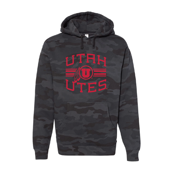 Utah Utes  -Utah Stripe-Circle and Feather  Embroidered Hoodie