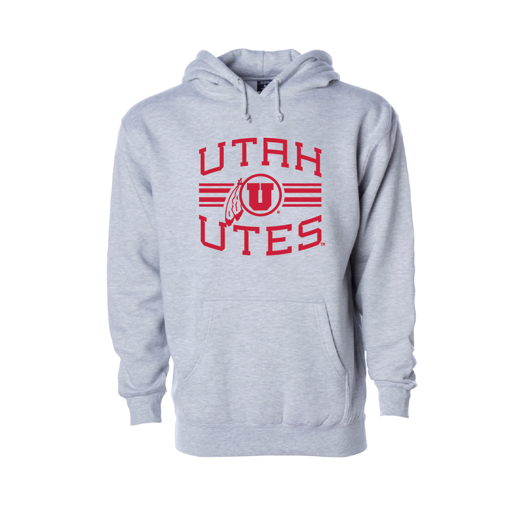Utah Utes -Utah Stripe-Circle and Feather Embroidered Hoodie