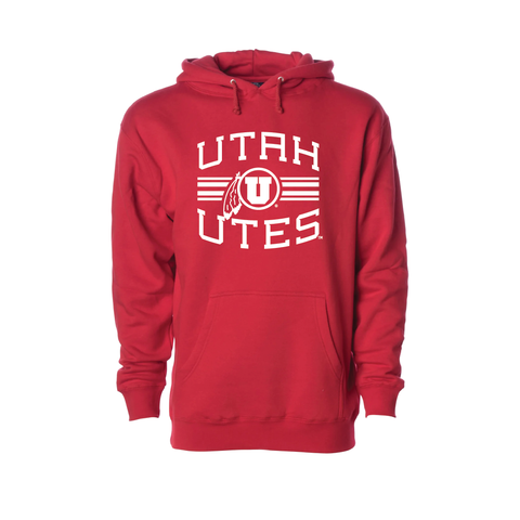 Utah Utes  -Utah Stripe-Circle and Feather  Embroidered Hoodie