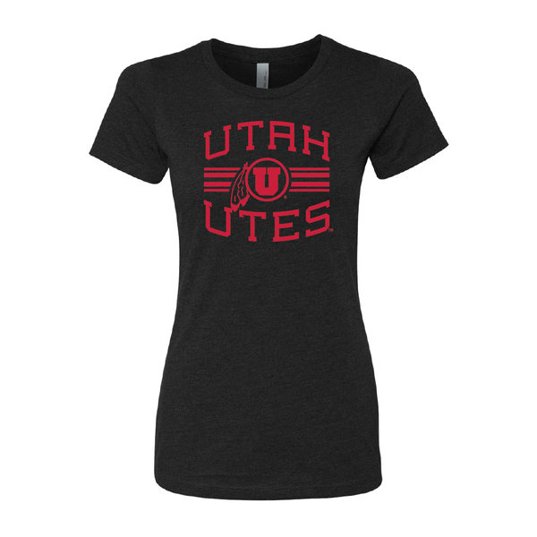 Utah Utes -Utah Stripe-Circle and Feather Womens T-Shirt