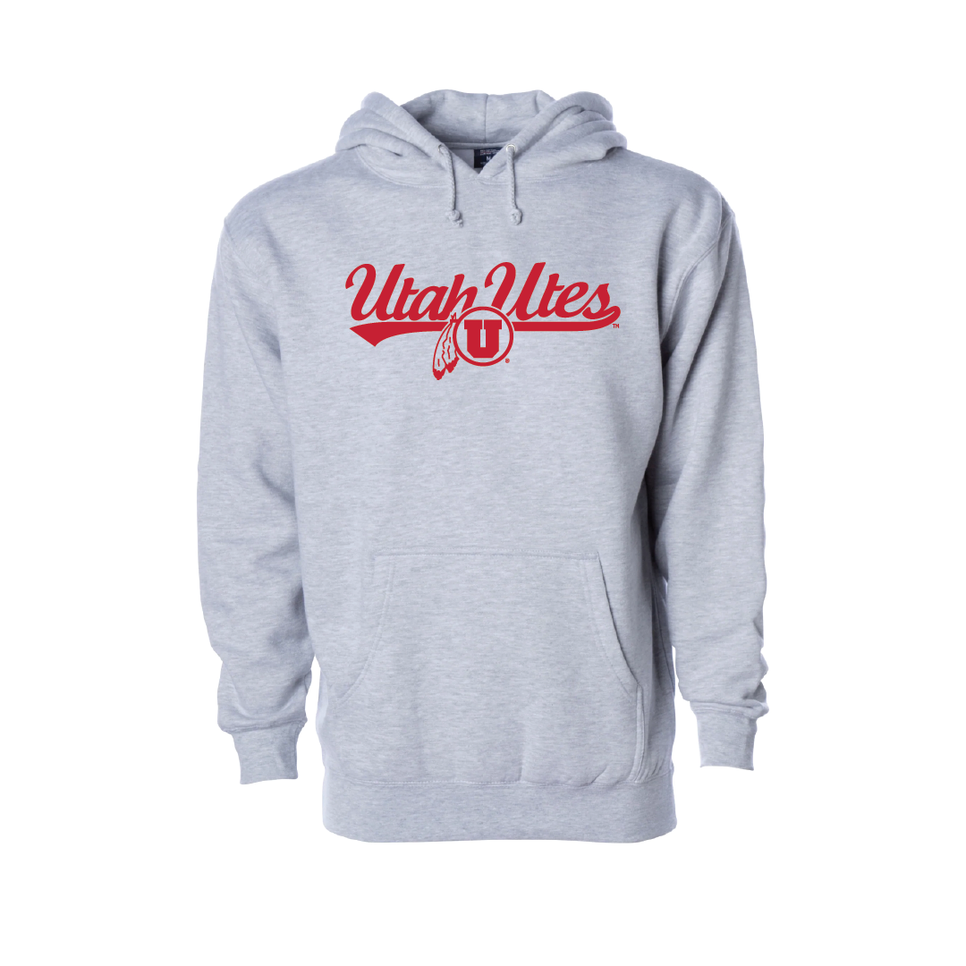 Utah Utes - Script-Circle and Feather Embroidered Hoodie