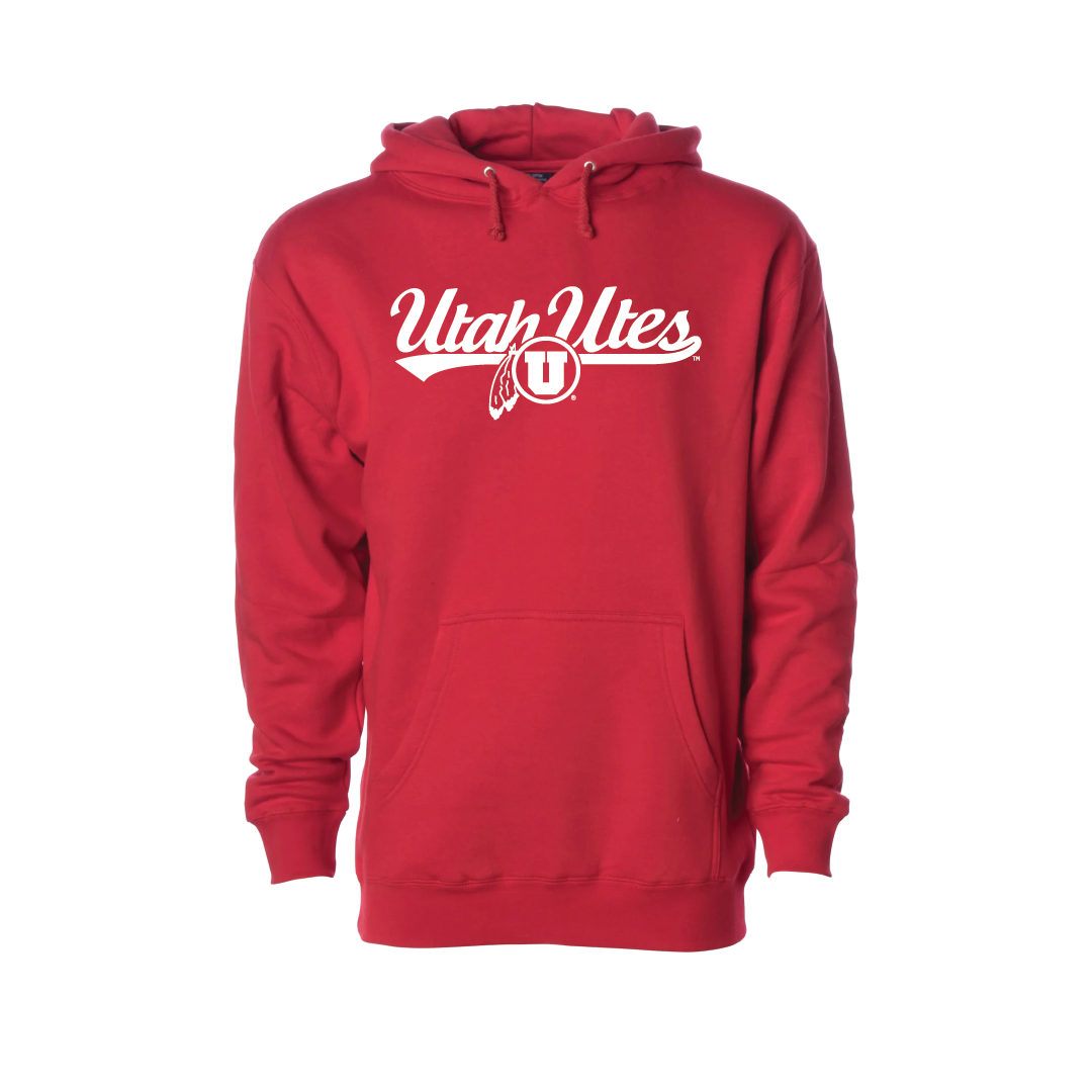 Utah Utes - Script-Circle and Feather  Embroidered Hoodie