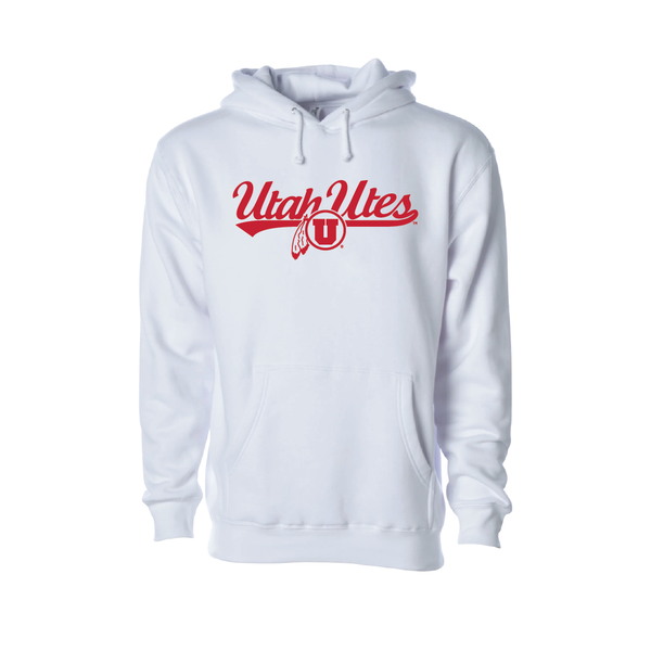 Utah Utes - Script-Circle and Feather  Embroidered Hoodie