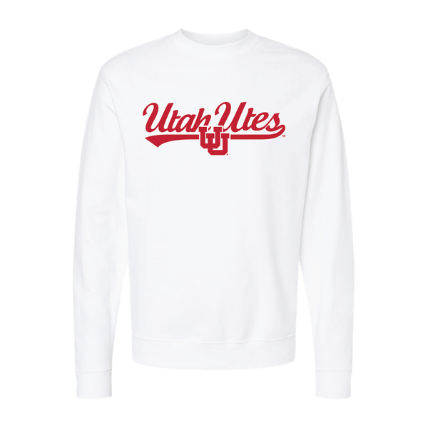 Utah Utes - Script- Interlocking UUEmbroidered Crew Neck Sweatshirt