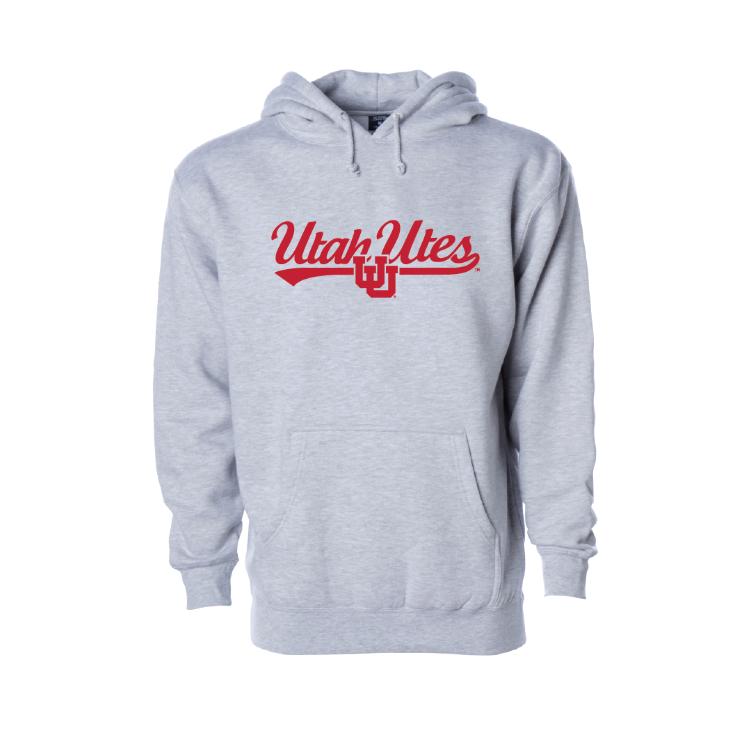 Utah Utes - Script- Interlocking UU Embroidered Hoodie