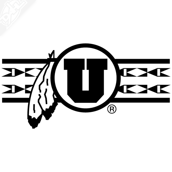Ute Proud Circle and Feather With Utah Stripe Single Color Vinyl Decal