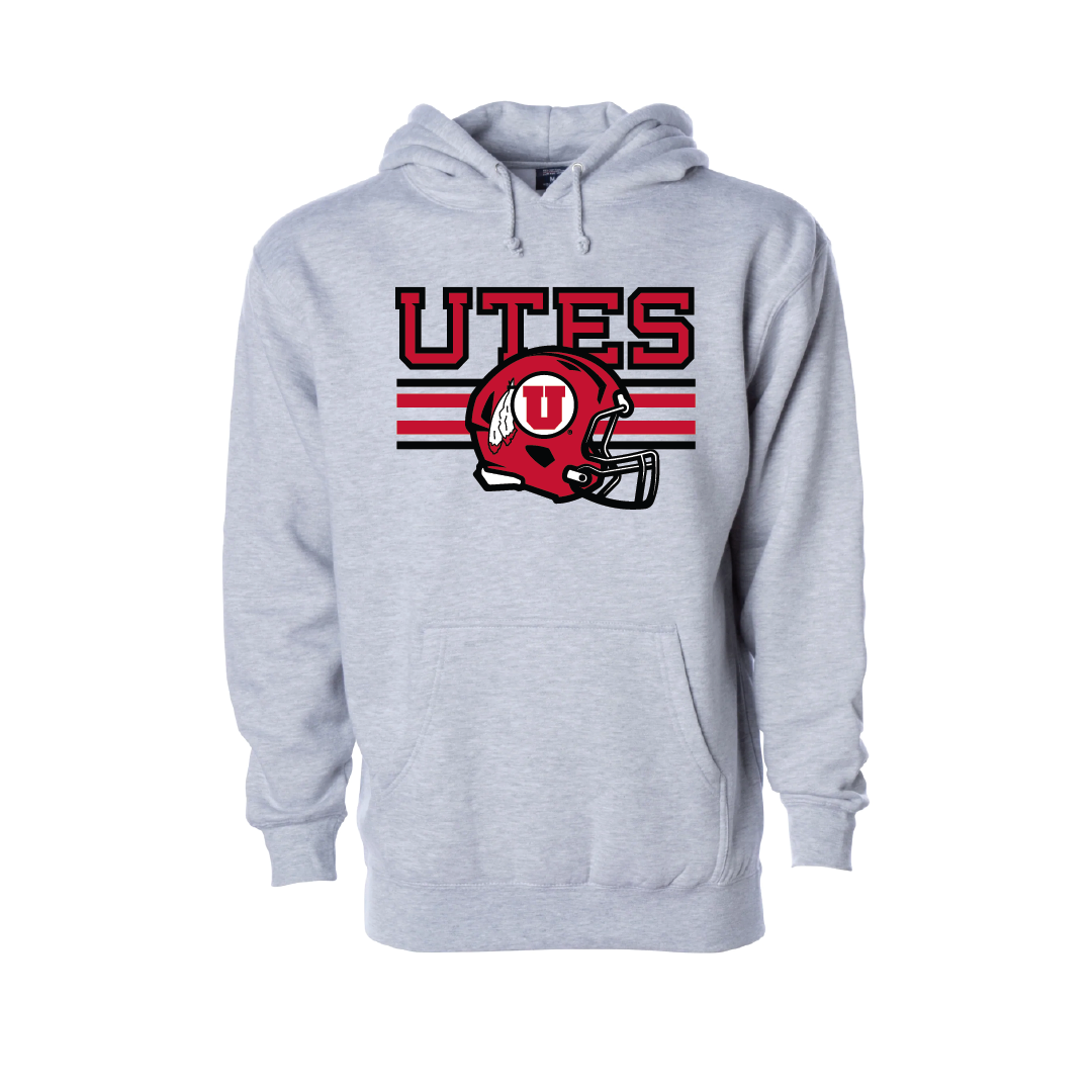Utes W/New Circle and Feather Helmet Embroidered Hoodie