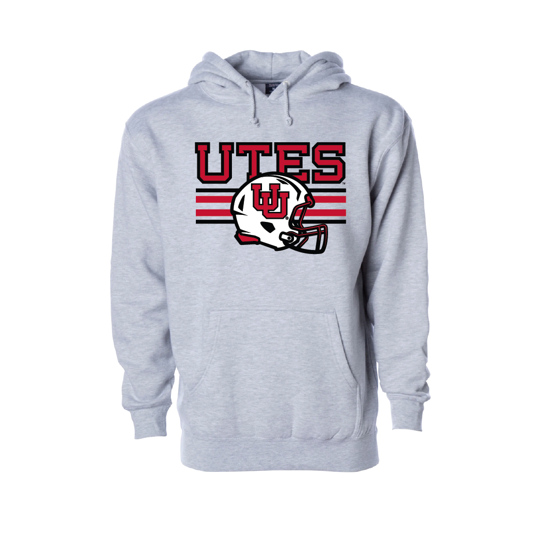 Utes W/New UU Helmet Embroidered Hoodie