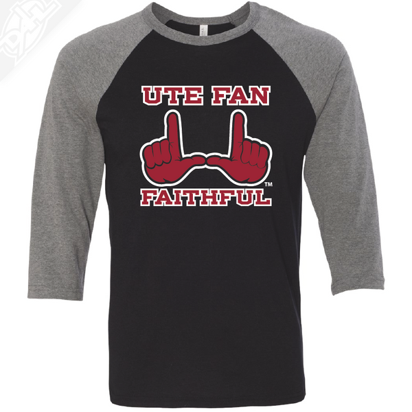 Ute Fan Faithful  - 3/4 Sleeve Baseball Shirt