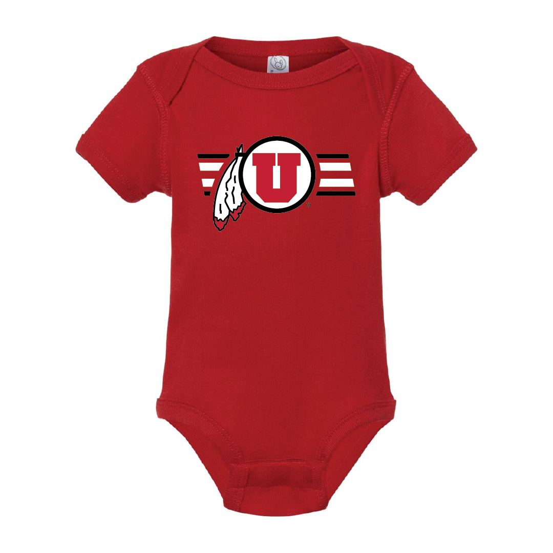 Circle and Feather W/Utah Stripe Onesie