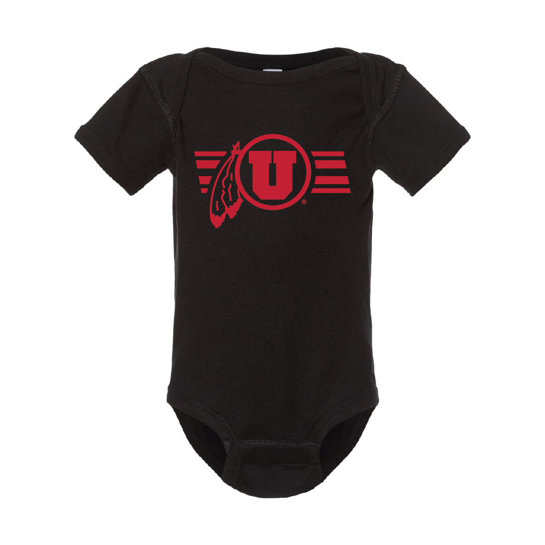 Circle and Feather W/Utah Stripe - Single Color Onesie