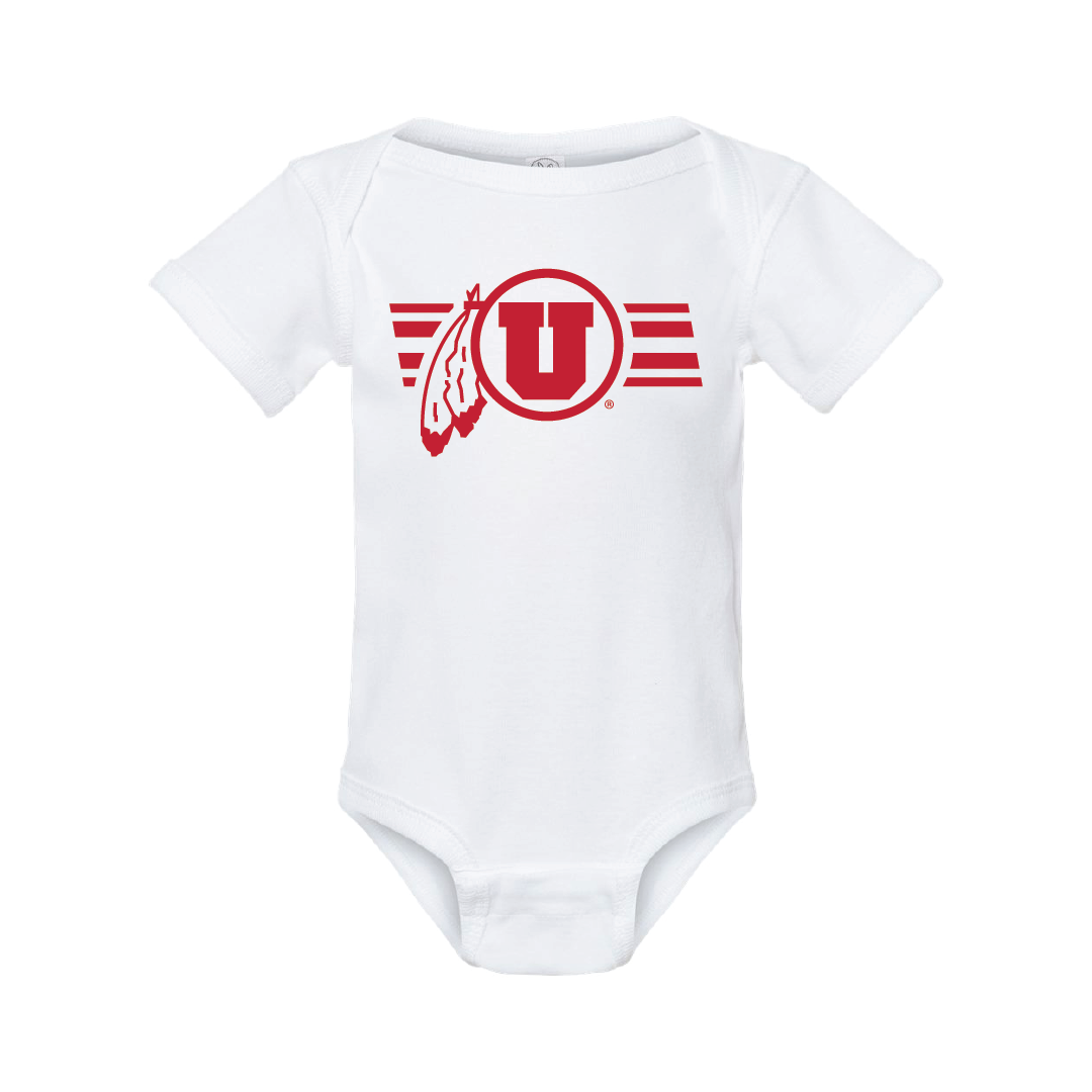 Circle and Feather W/Utah Stripe - Single Color Onesie