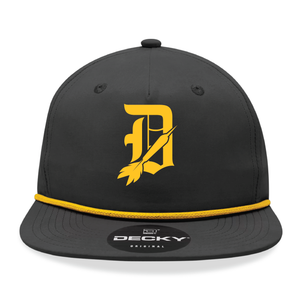 Davis Darts D w/Dart Logo Single Color Black/Gold Rope Snapback