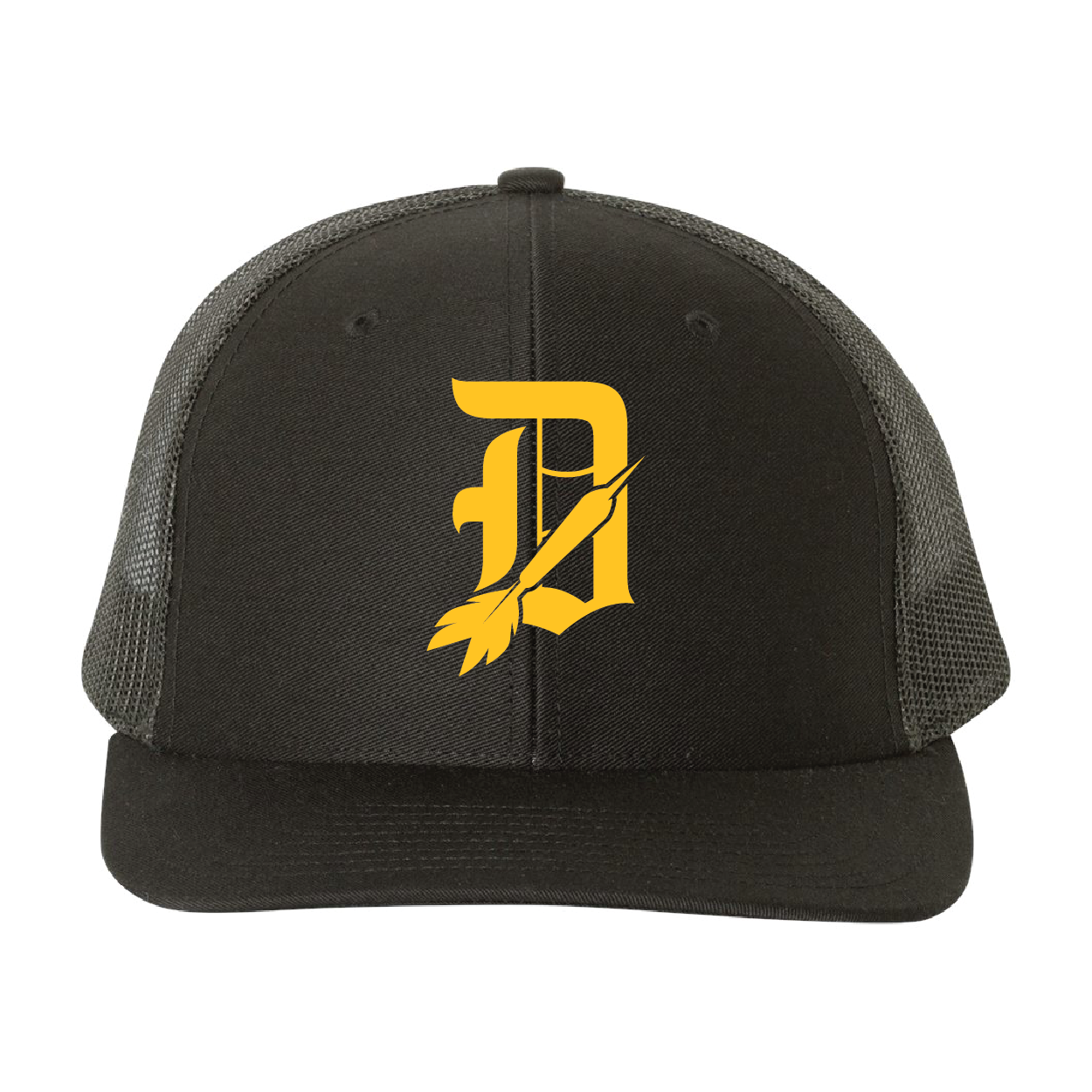 Davis Darts D w/Dart Logo Single Color Black Trucker Hat