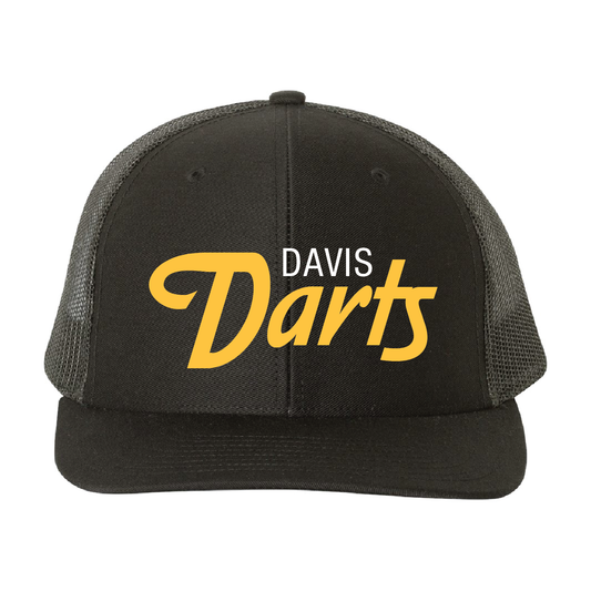 Davis Darts Script Black Trucker Hat