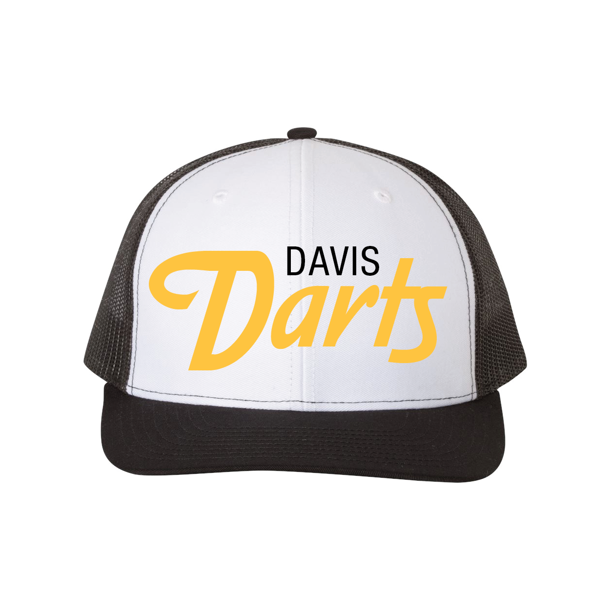 Davis Darts Script White/Black Trucker Hat