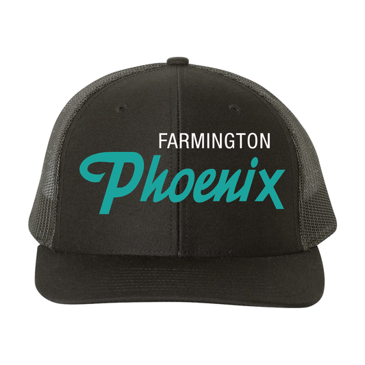 Farmington Phoenix Script Black Trucker Hat