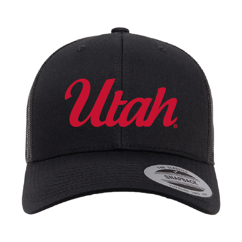 Utah Script Snapback Trucker Hat