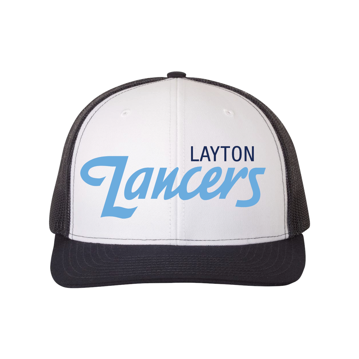 Layton Lancers Script White/Blue Trucker Hat