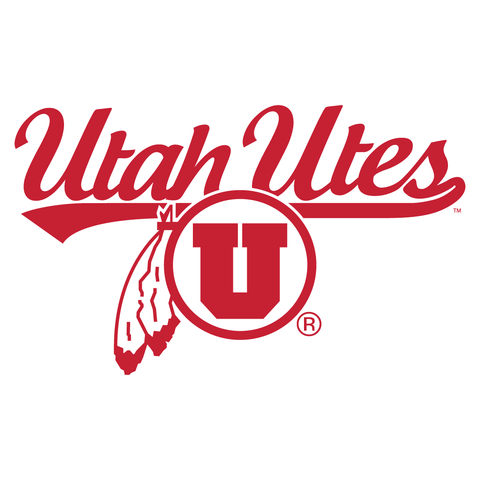 Utah Utes Script w/Circle and Feather 4" Decal