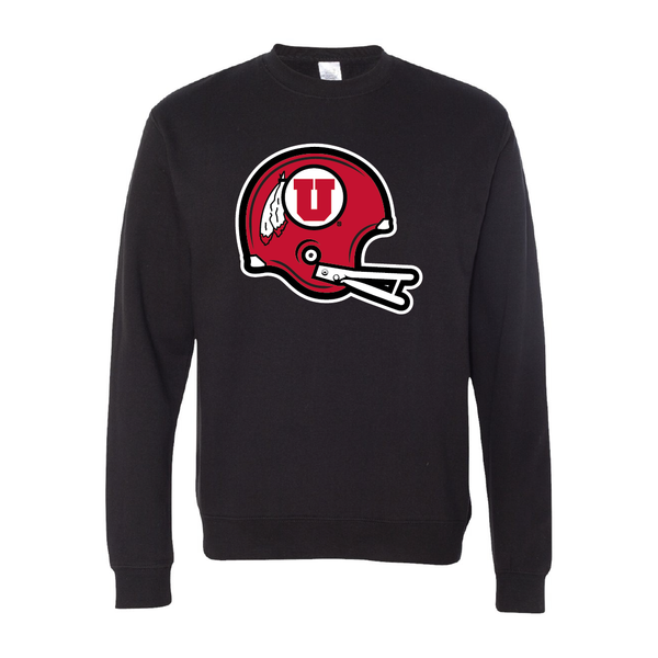 Circle and Feather Throwback Helmet Embroidered Crew Neck Sweatshirt
