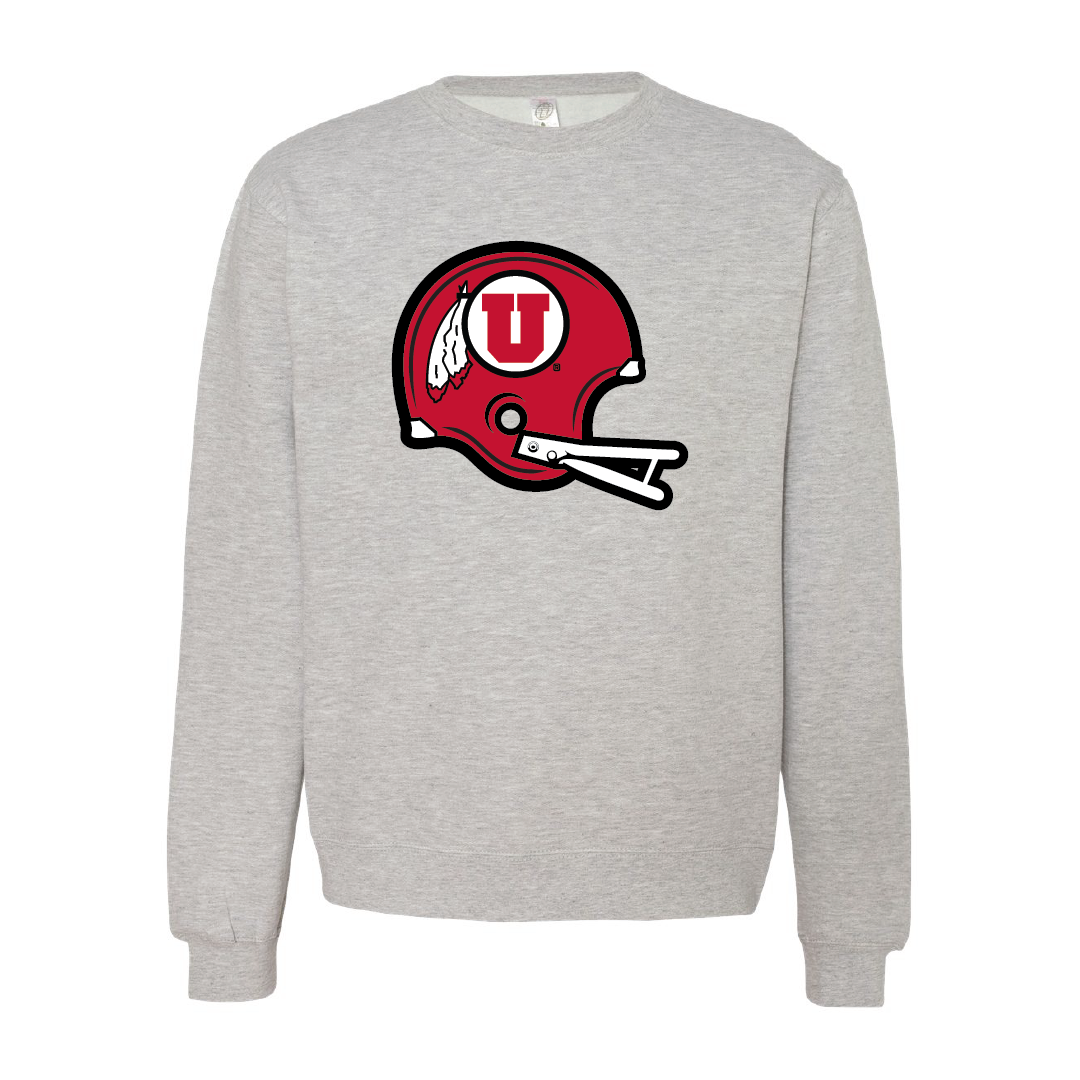 Circle and Feather Throwback Helmet Embroidered Crew Neck Sweatshirt