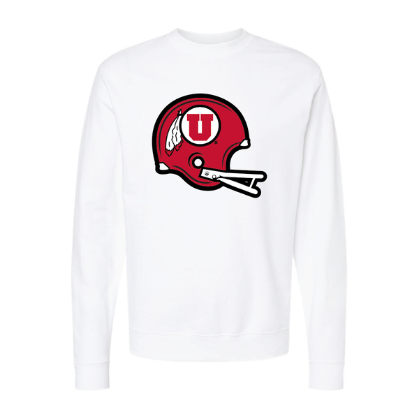 Circle and Feather Throwback Helmet Embroidered Crew Neck Sweatshirt