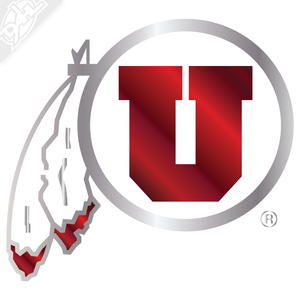 Circle and Feather 2 Color Chrome Vinyl Decal