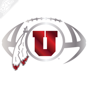 Circle and Feather Football 2 Color Chrome Vinyl Decal