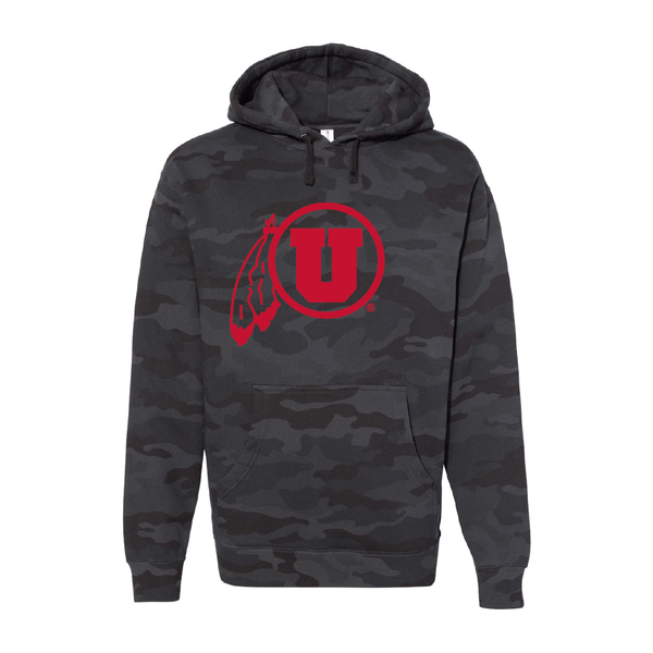 Circle and Feather - Single Color - Embroidered Hoodie