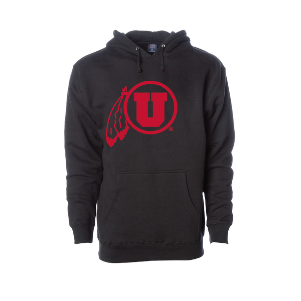 Circle and Feather - Single Color - Embroidered Hoodie