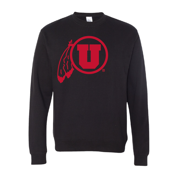 Circle and Feather - Single Color - Embroidered Crew Neck Sweatshirt