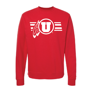 Circle and Feather - Utah Stripe - Single Color Embroidered Crew Neck Sweatshirt