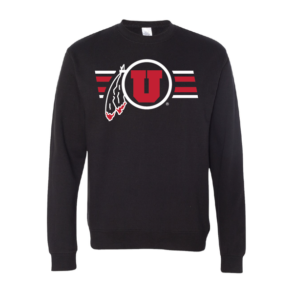 Circle and Feather W/Utah Stripe Embroidered Crew Neck Sweatshirt