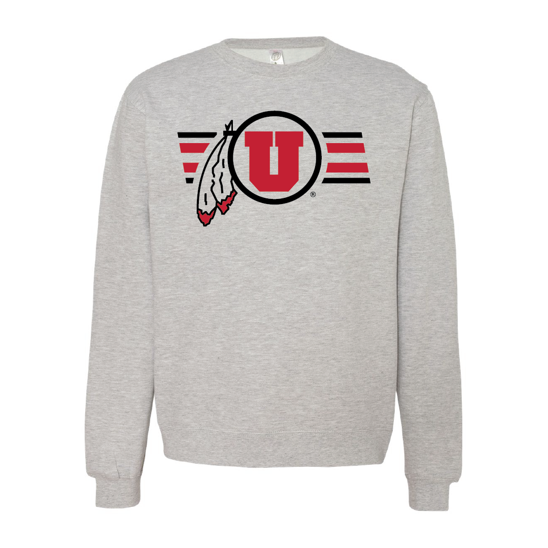 Circle and Feather W/Utah Stripe Embroidered Crew Neck Sweatshirt