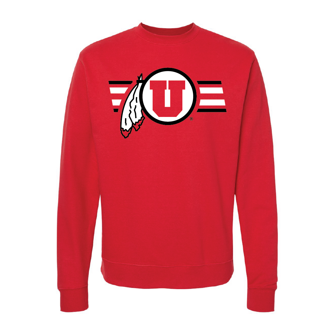 Circle and Feather W/Utah Stripe Embroidered Crew Neck Sweatshirt