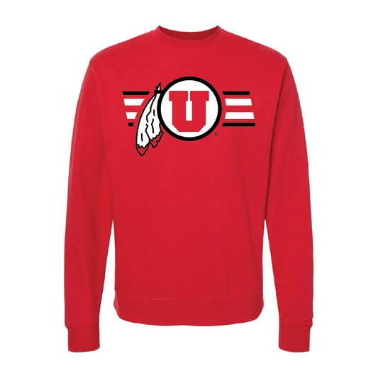 Circle and Feather W/Utah Stripe Embroidered Crew Neck Sweatshirt