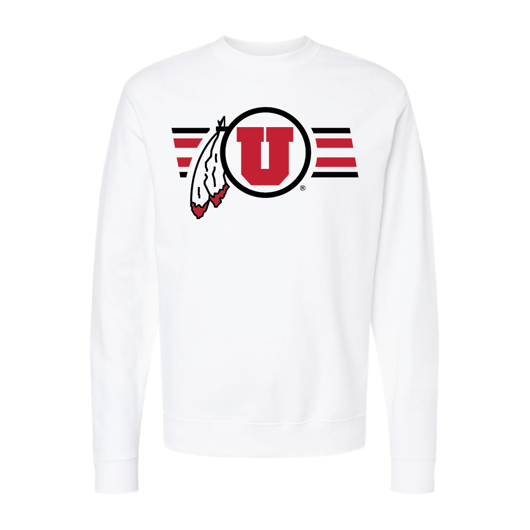 Circle and Feather W/Utah Stripe Embroidered Crew Neck Sweatshirt