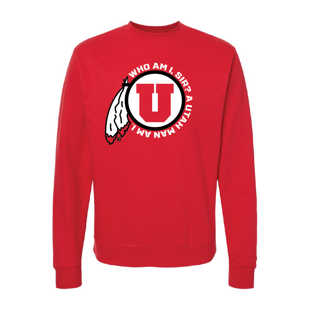 Circle and Feather Utah Man Embroidered Crew Neck Sweatshirt
