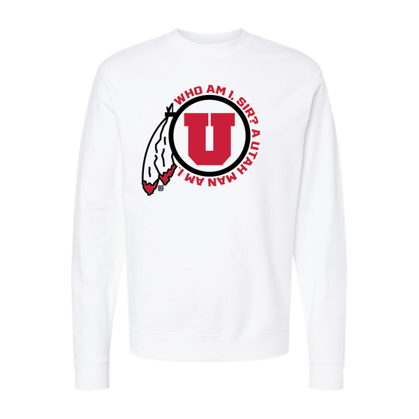 Circle and Feather Utah Man Embroidered Crew Neck Sweatshirt