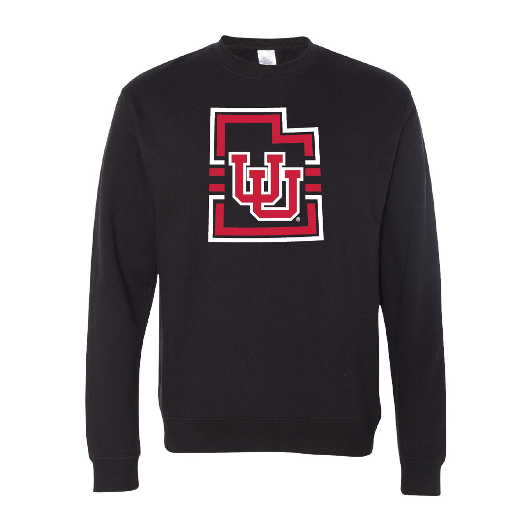 Interlocking UU - State W/Utah Stripe Embroidered Crew Neck Sweatshirt