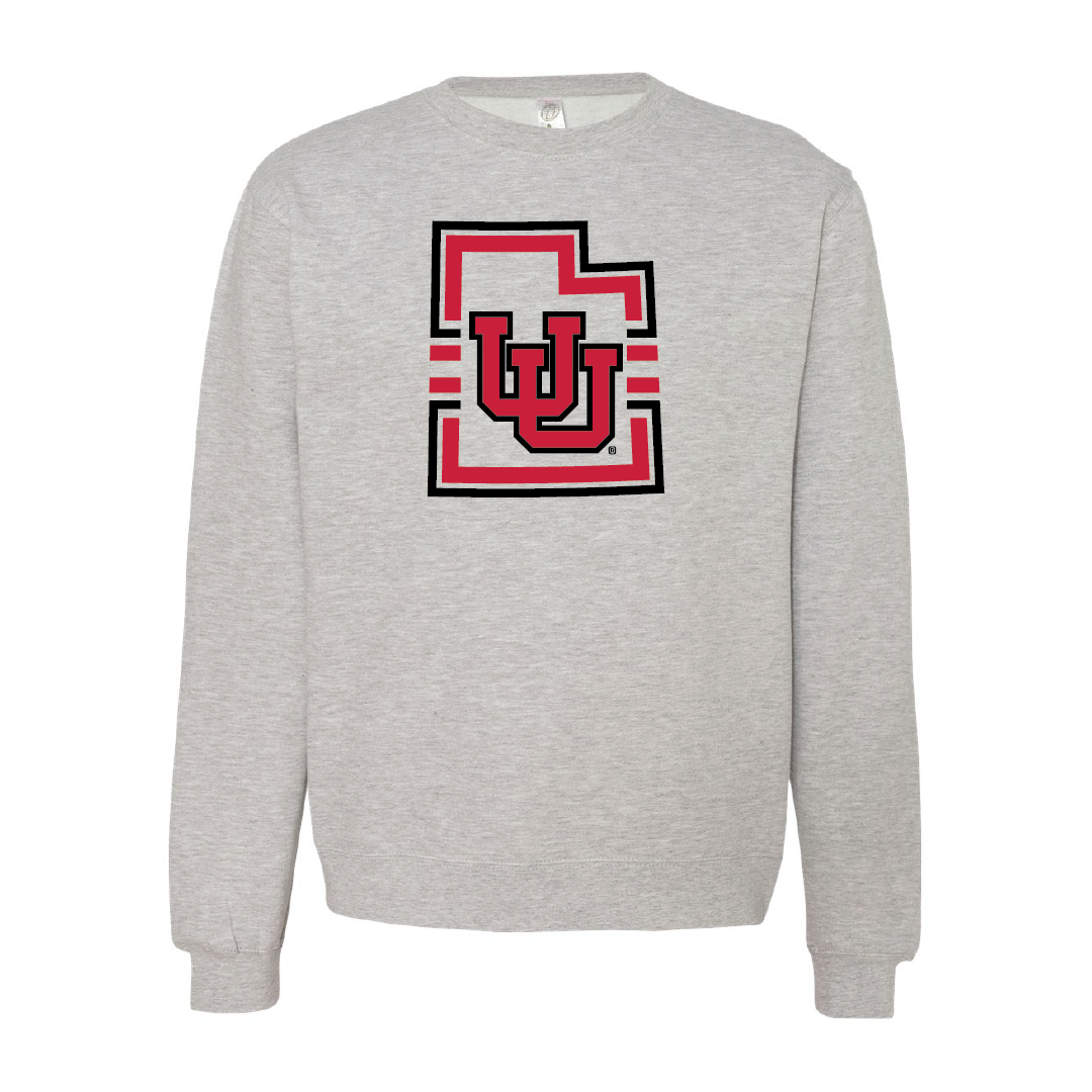 Interlocking UU - State W/Utah Stripe Embroidered Crew Neck Sweatshirt